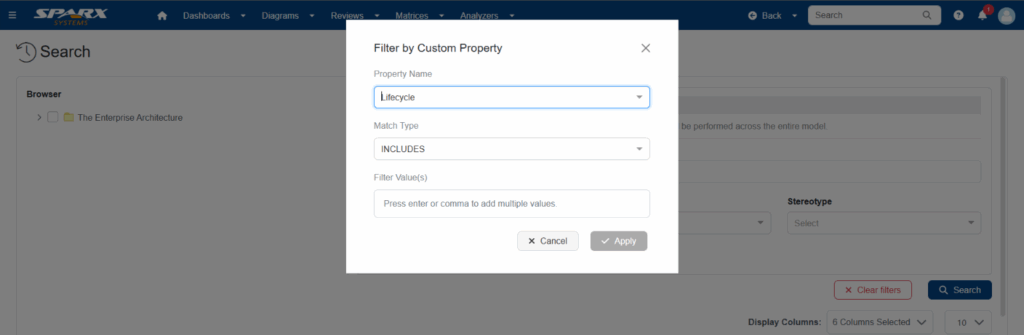 add conditions to filter by custom property