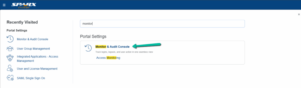 click menu and search for monitor and audit console