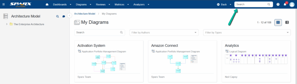find the search option in Prolaborate