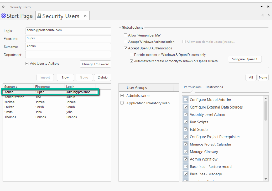 Prolaborate users is successfully added to the model in EA